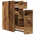 Armoire de salle de bain étroite avec roulettes vieux bois
