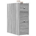 Armoire de salle de bain étroite avec roulettes sonoma gris