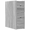Armoire de salle de bain étroite avec roulettes sonoma gris