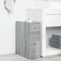 Armoire de salle de bain étroite avec roulettes sonoma gris