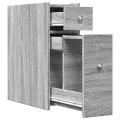 Armoire de salle de bain étroite avec roulettes sonoma gris