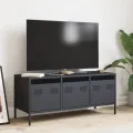 Meuble TV anthracite 101,5x39x43,5 cm acier laminé à froid