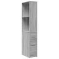 Armoire de salle de bain étroite avec roulettes sonoma gris