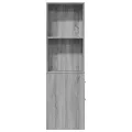 Armoire de salle de bain étroite avec roulettes sonoma gris