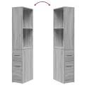 Armoire de salle de bain étroite avec roulettes sonoma gris
