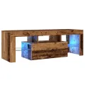 Meuble TV avec lumières LED vieux bois bois d'ingénierie