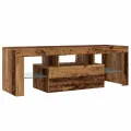 Meuble TV avec lumières LED vieux bois bois d'ingénierie