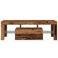 Meuble TV avec lumières LED vieux bois bois d'ingénierie