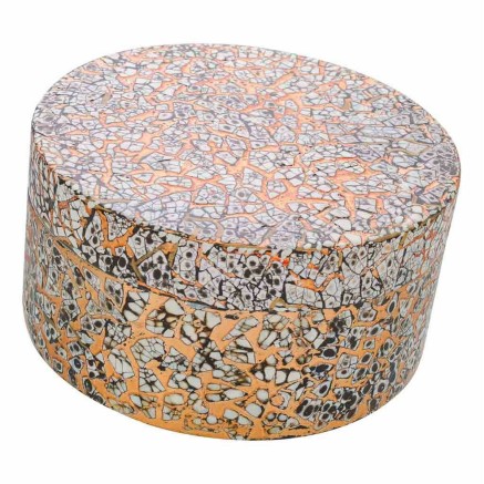 Decorative box Alexandra House Living Golden Ceramic MDF Wood 20 x 10