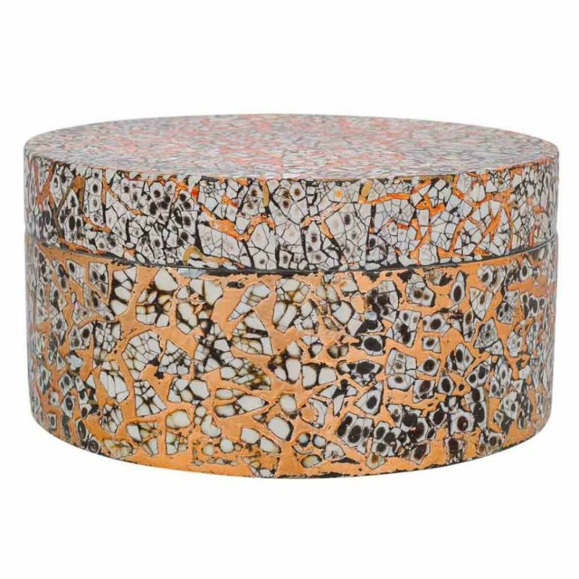 Decorative box Alexandra House Living Golden Ceramic MDF Wood 20 x 10