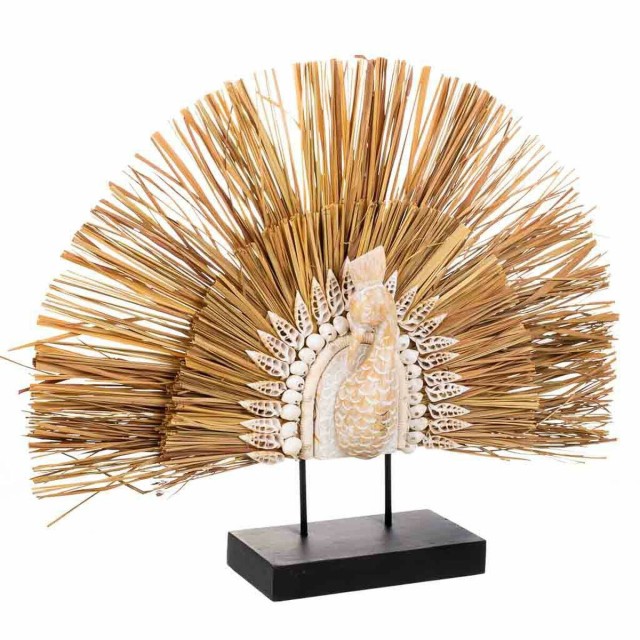Figura Decorativa Alexandra House Living Negro Natural Pavo real 53 x