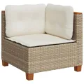 Canapé d'angle de jardin avec coussins beige résine tressée