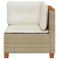 Canapé d'angle de jardin avec coussins beige résine tressée