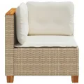 Canapé d'angle de jardin avec coussins beige résine tressée