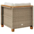 Canapé d'angle de jardin avec coussins beige résine tressée
