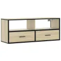 Meuble TV chêne sonoma 100x31x39,5cm bois d'ingénierie et métal
