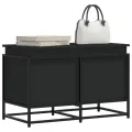 Boîte de rangement avec couvercle noir bois d'ingénierie