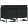 Boîte de rangement avec couvercle noir bois d'ingénierie