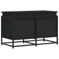 Boîte de rangement avec couvercle noir bois d'ingénierie