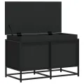 Boîte de rangement avec couvercle noir bois d'ingénierie