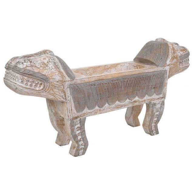 Middenstuk Alexandra House Living Wit Bruin Hout 40 x 17 x 80 cm Leeuw