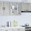 Armoire murale de cuisine avec porte en verre Porto sonoma gris