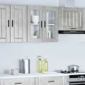 Armoire murale de cuisine avec porte en verre Porto gris béton