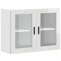 Armoire murale cuisine avec porte en verre Porto blanc brillant
