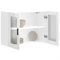 Armoire murale cuisine avec porte en verre Porto blanc brillant