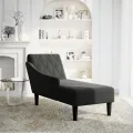 Fauteuil long avec coussin et accoudoir droit noir tissu