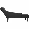 Fauteuil long avec coussin et accoudoir droit noir tissu