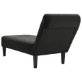 Fauteuil long avec coussin et accoudoir droit noir tissu