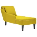 Fauteuil long avec coussin et accoudoir droit jaune velours