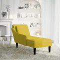 Fauteuil long avec coussin et accoudoir droit jaune velours