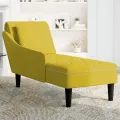 Fauteuil long avec coussin et accoudoir droit jaune velours