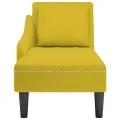 Fauteuil long avec coussin et accoudoir droit jaune velours
