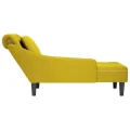 Fauteuil long avec coussin et accoudoir droit jaune velours