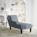 Fauteuil long et coussin et accoudoir droit gris foncé velours
