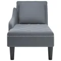 Fauteuil long et coussin et accoudoir droit gris foncé velours