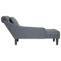 Fauteuil long et coussin et accoudoir droit gris foncé velours