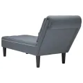 Fauteuil long et coussin et accoudoir droit gris foncé velours