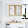 Armoire murale de cuisine porte en verre Porto chêne artisanal