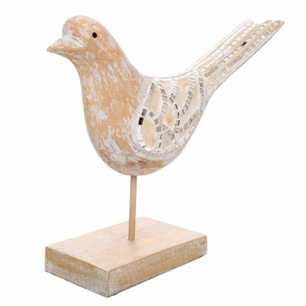 Statua Decorativa Alexandra House Living Bianco Naturale Uccello 26 x