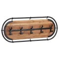 Porte-manteau mural avec 5 crochets bois massif d'acacia