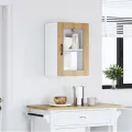 Armoire murale de cuisine porte en verre Porto chêne artisanal