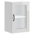 Armoire murale cuisine avec porte en verre Porto blanc brillant