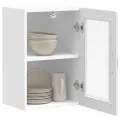 Armoire murale cuisine avec porte en verre Porto blanc brillant
