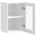 Armoire murale cuisine avec porte en verre Porto blanc brillant