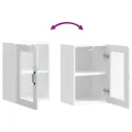 Armoire murale cuisine avec porte en verre Porto blanc brillant