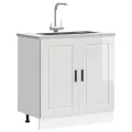 Meuble bas pour évier Porto blanc brillant 80x46x81,5 cm